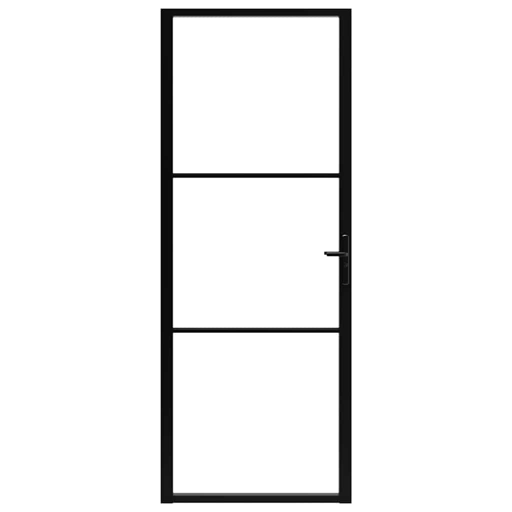 vidaXL Πόρτα Εσωτερική Μαύρη 76 x 201,5 εκ. από Γυαλί ESG / Αλουμίνιο