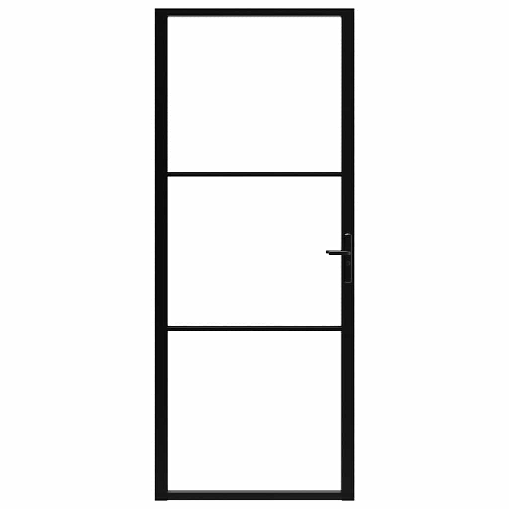 vidaXL Πόρτα Εσωτερική Μαύρη 93 x 201,5 εκ. από Γυαλί ESG / Αλουμίνιο