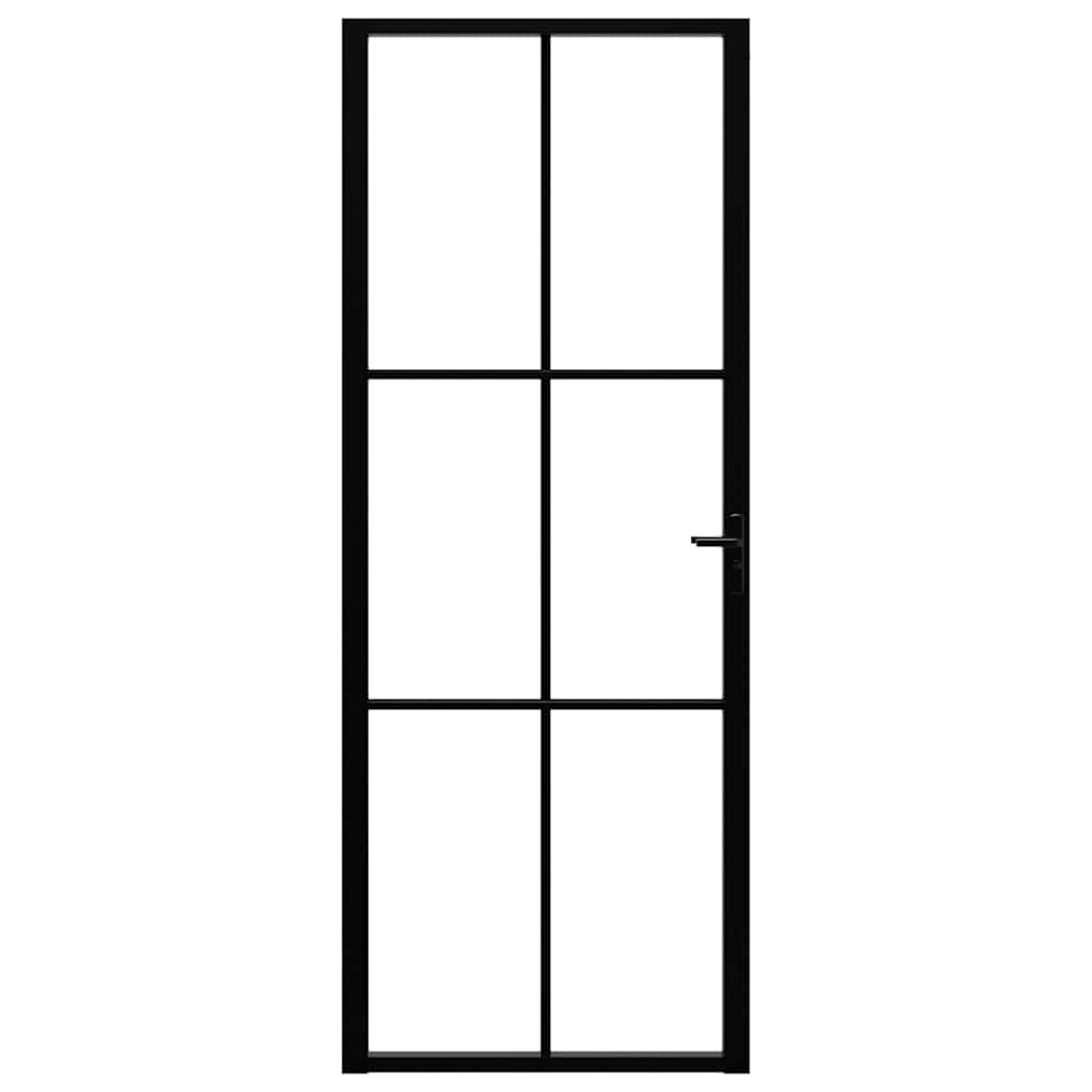 vidaXL Πόρτα Εσωτερική Μαύρη 76 x 201,5 εκ. από Γυαλί ESG / Αλουμίνιο