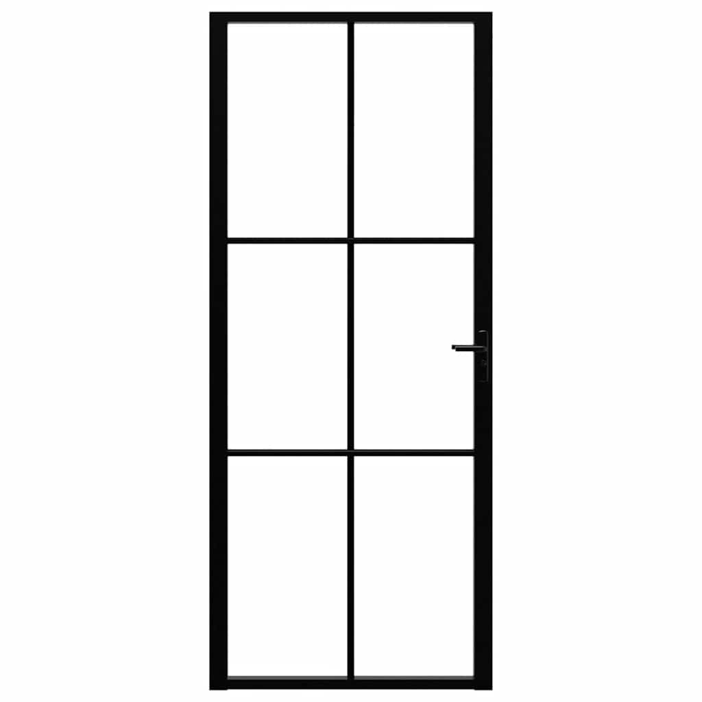 vidaXL Πόρτα Εσωτερική Μαύρη 83 x 201,5 εκ. από Γυαλί ESG / Αλουμίνιο