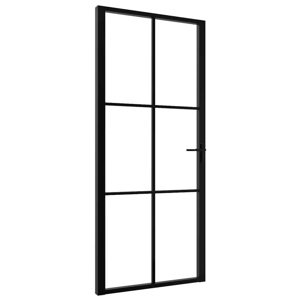 vidaXL Πόρτα Εσωτερική Μαύρη 93 x 201,5 εκ. από Γυαλί ESG / Αλουμίνιο