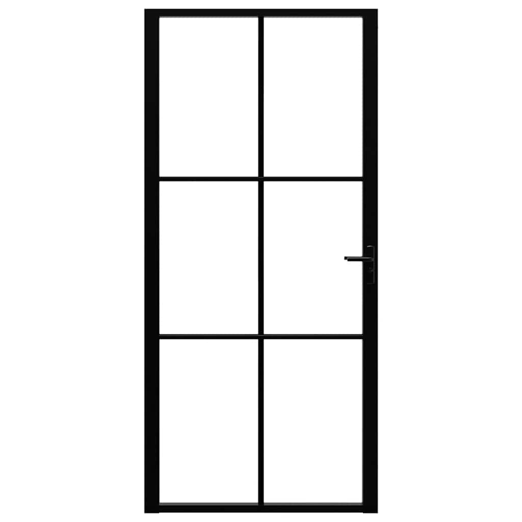 vidaXL Πόρτα Εσωτερική Μαύρη 93 x 201,5 εκ. από Γυαλί ESG / Αλουμίνιο