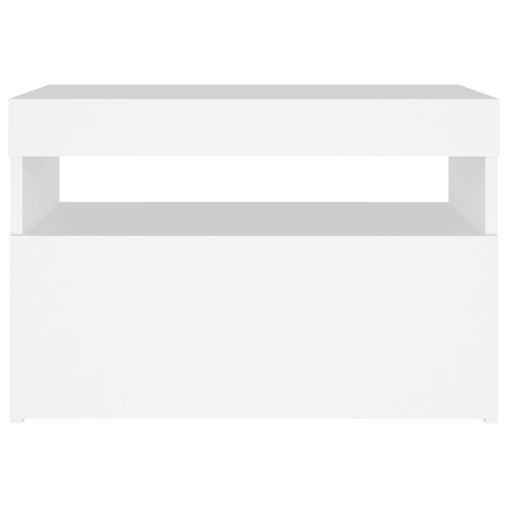 vidaXL Κομοδίνο με LED Λευκό 60 x 35 x 40 εκ. από Επεξεργασμένο Ξύλο