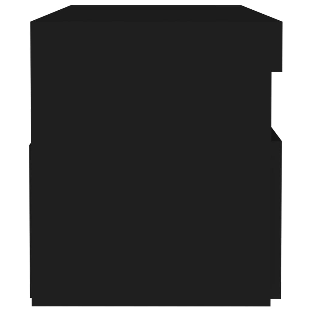 vidaXL Κομοδίνο με LED Μαύρο 60 x 35 x 40 εκ. από Επεξεργασμένο Ξύλο