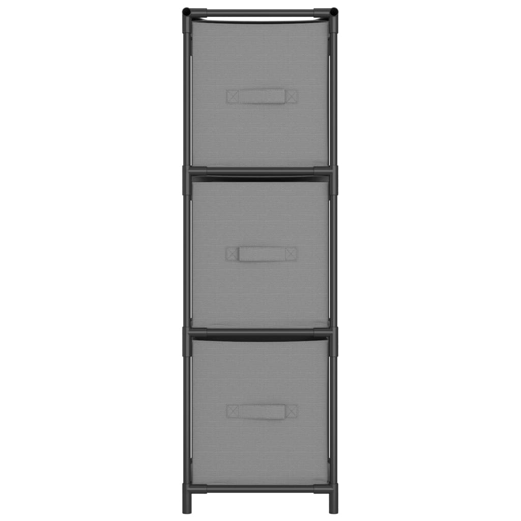 vidaXL Ντουλάπι με 3 Υφασμάτινα Συρτάρια Γκρι 34x34x101 εκ. από Ατσάλι