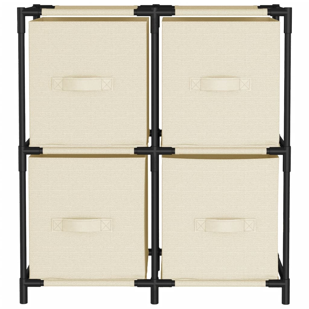 vidaXL Ντουλάπι με 4 Υφασμάτινα Καλάθια Κρεμ 63x30x71 εκ. από Ατσάλι