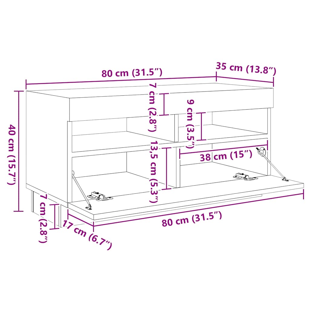 vidaXL Έπιπλο Τηλεόρασης με LED Λευκό 260 x 35 x 40 εκ.