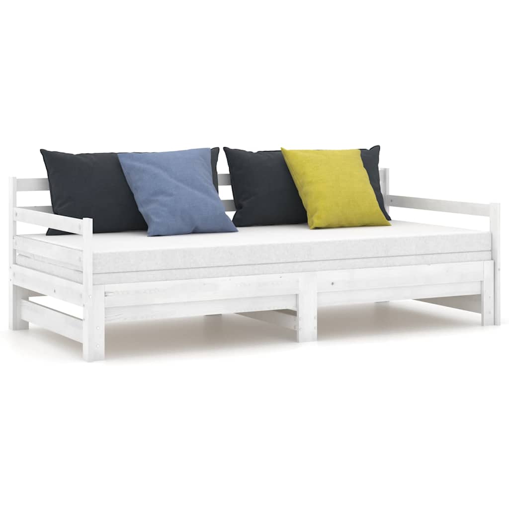 vidaXL Καναπές Κρεβάτι Λευκός 2 x (90 x 200) εκ. από Μασίφ Ξύλο Πεύκου