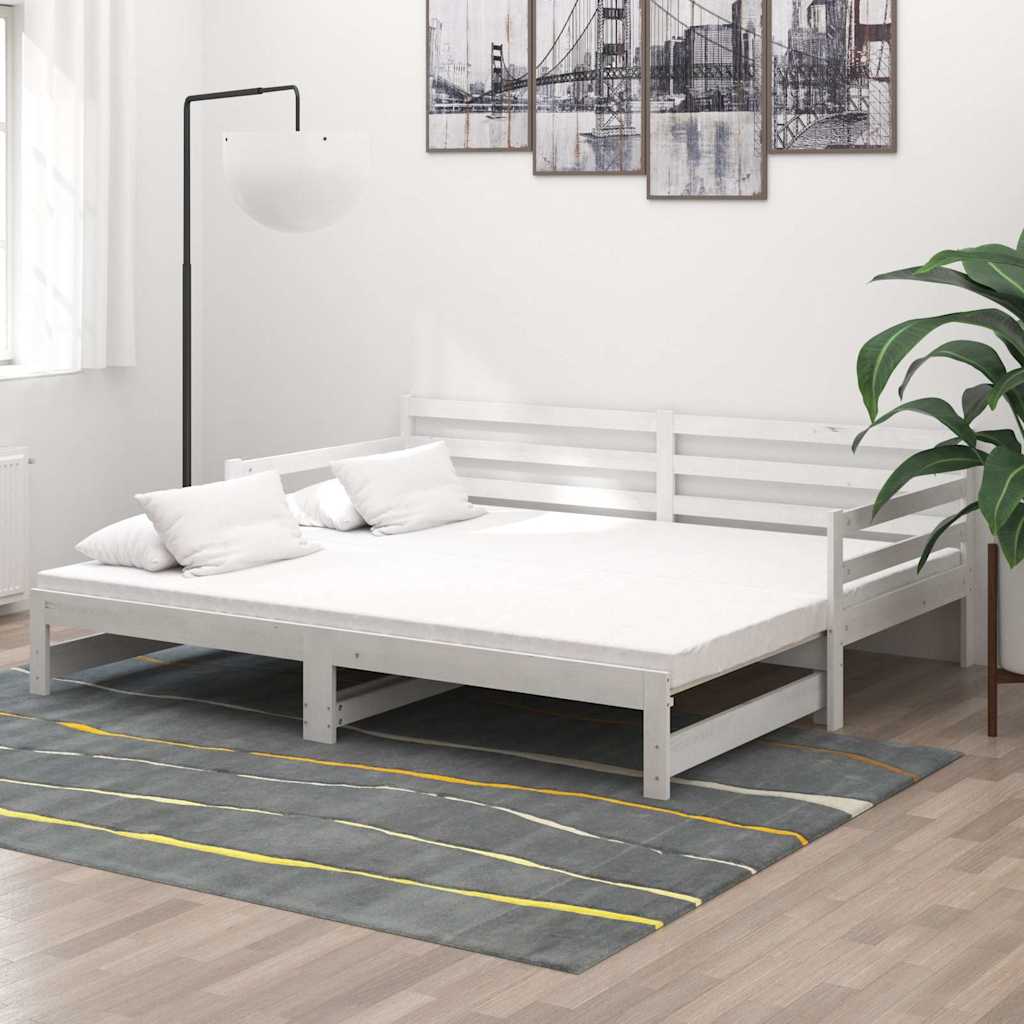 vidaXL Καναπές Κρεβάτι Λευκός 2 x (90 x 200) εκ. από Μασίφ Ξύλο Πεύκου