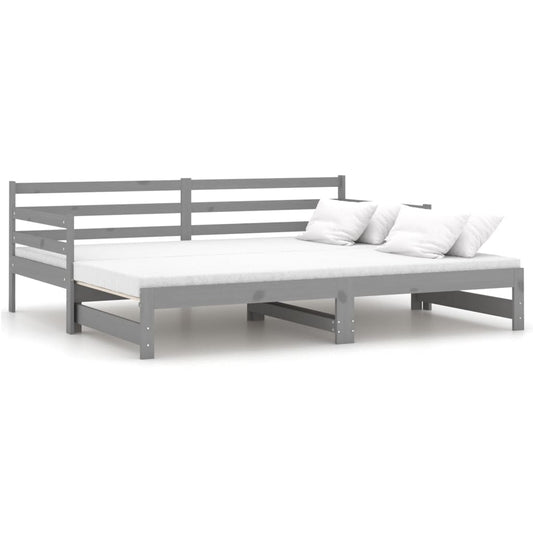 vidaXL Καναπές Κρεβάτι Γκρι 2 x (90 x 200) εκ. από Μασίφ Ξύλο Πεύκου