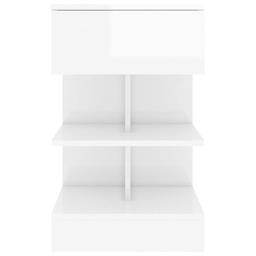 vidaXL Κομοδίνο Γυαλιστερό Λευκό 40 x 35 x 65 εκ. από Επεξ. Ξύλο