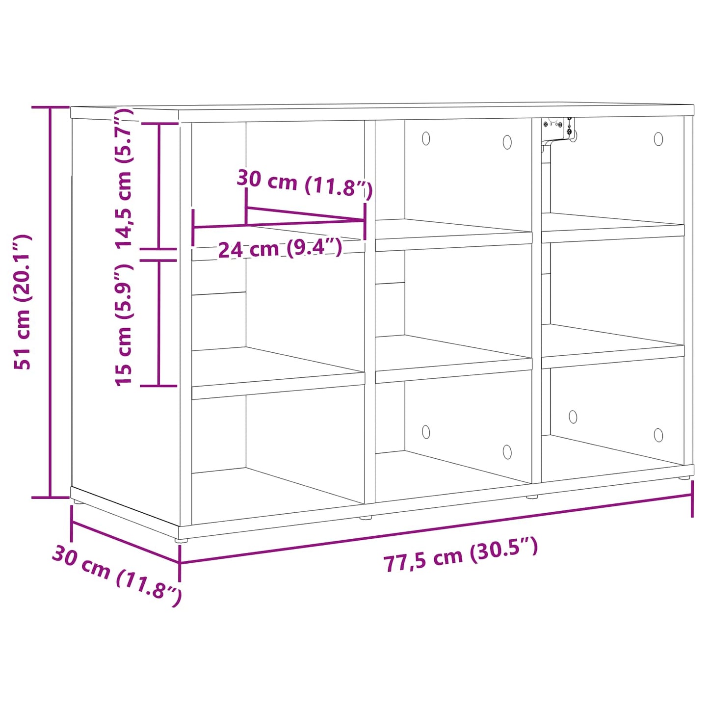 vidaXL Ντουλάπα Παπουτσιών 77,5 x 30 x 51 εκ. Επεξεργασμένο Ξύλο Λευκό
