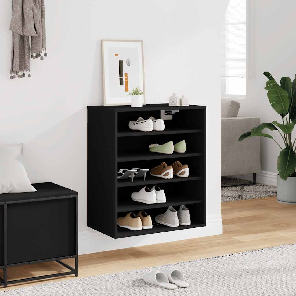 vidaXL Παπουτσοθήκη Μαύρη 60 x 35 x 70 εκ. από Επεξ. Ξύλο