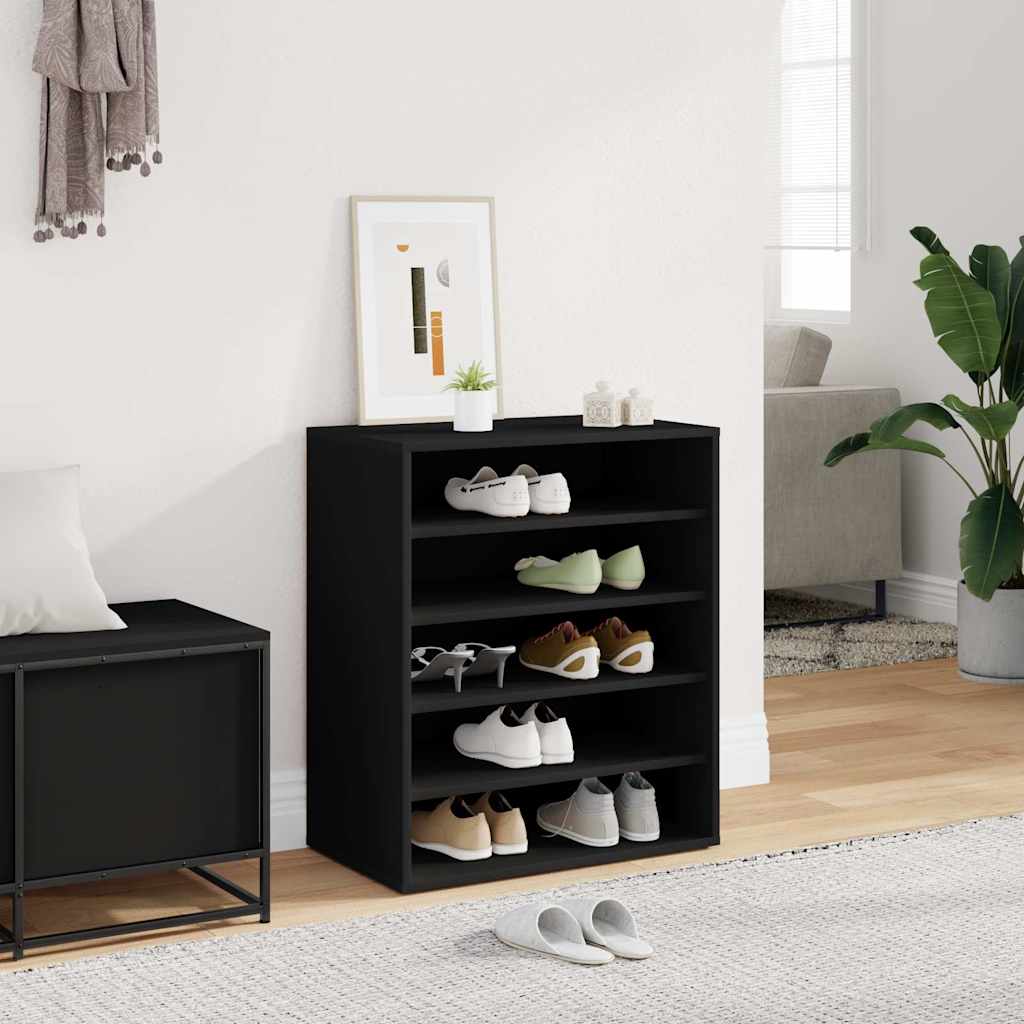 vidaXL Παπουτσοθήκη Μαύρη 60 x 35 x 70 εκ. από Επεξ. Ξύλο