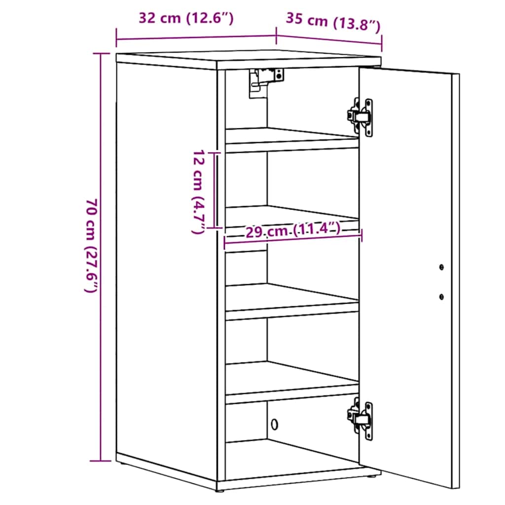 vidaXL Παπουτσοθήκες 2 τεμ. Μαύρες 32 x 35 x 70 εκ. από Μοριοσανίδα