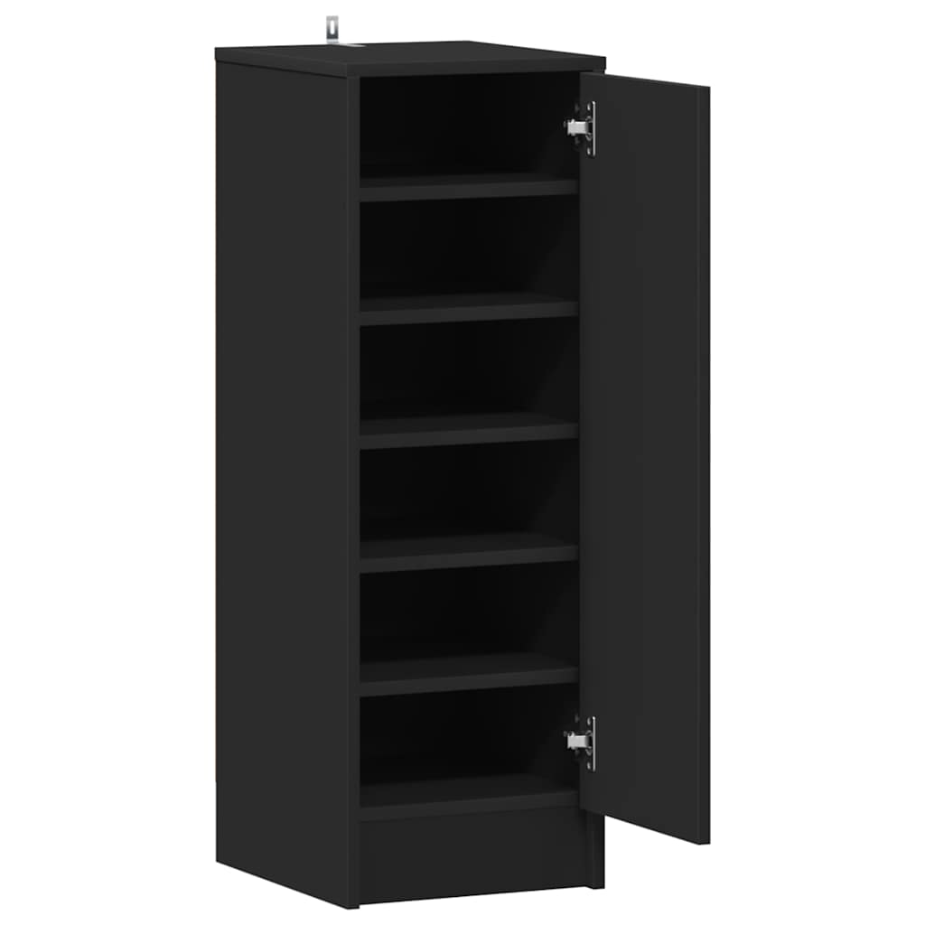 vidaXL Παπουτσοθήκη Μαύρη 32 x 35 x 92 εκ. από Επεξ. Ξύλο