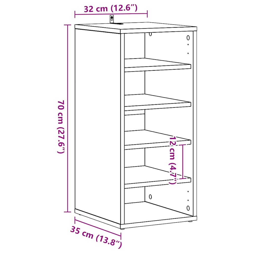 vidaXL Παπουτσοθήκη Μαύρη 31,5 x 35 x 70 εκ. από Μοριοσανίδα