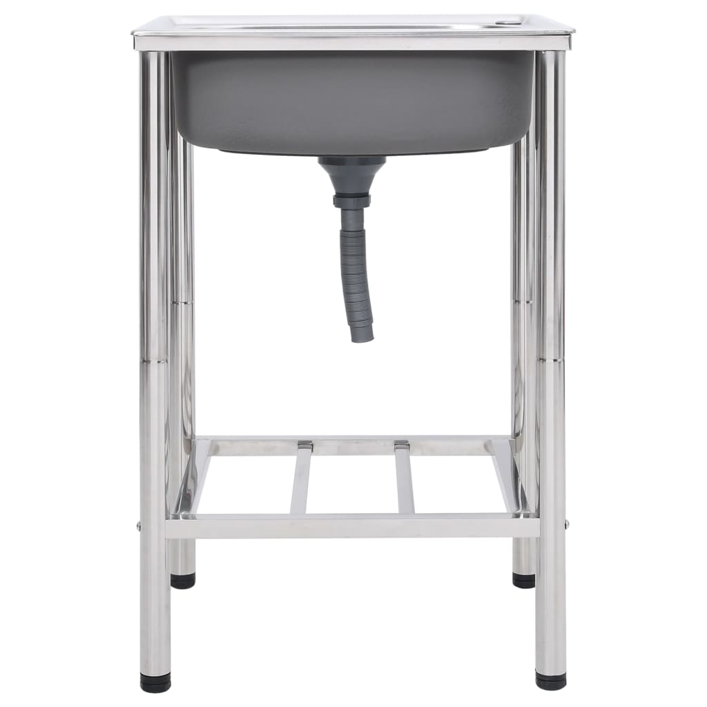 vidaXL Νεροχύτης Εξωτερ. Χώρου με Μονή Γούρνα από Ανοξείδωτο Ατσάλι