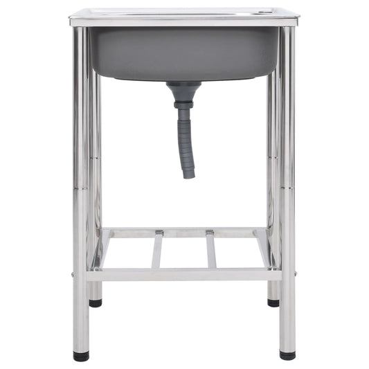 vidaXL Νεροχύτης Εξωτερ. Χώρου με Μονή Γούρνα από Ανοξείδωτο Ατσάλι