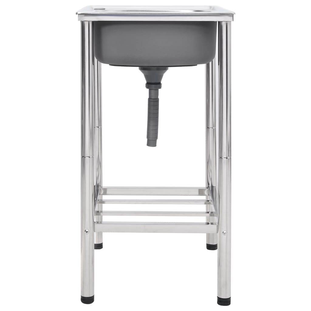 vidaXL Νεροχύτης Εξωτερ. Χώρου με Μονή Γούρνα από Ανοξείδωτο Ατσάλι