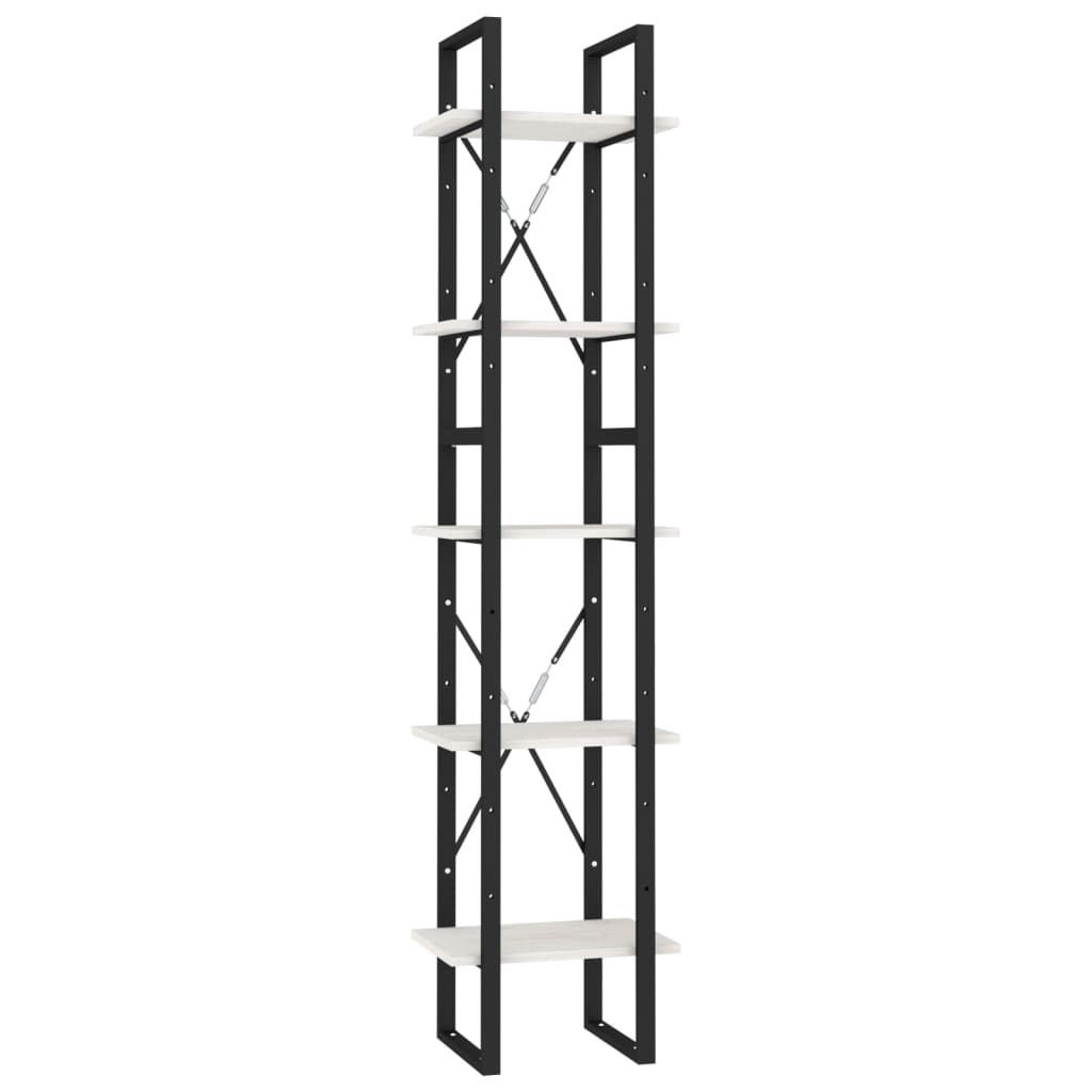 vidaXL Βιβλιοθήκη με 5 Ράφια Λευκή 40 x 30 x 175 εκ. από Ξύλο Πεύκου