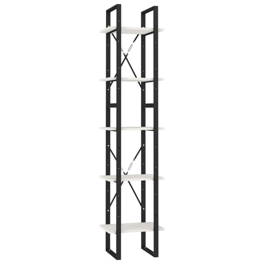 vidaXL Βιβλιοθήκη με 5 Ράφια Λευκή 40 x 30 x 175 εκ. από Ξύλο Πεύκου