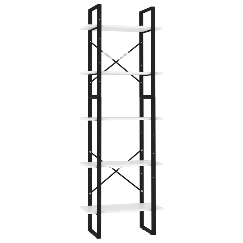 vidaXL Βιβλιοθήκη με 5 Ράφια Λευκή 60 x 30 x 175 εκ. από Επεξ. Ξύλο