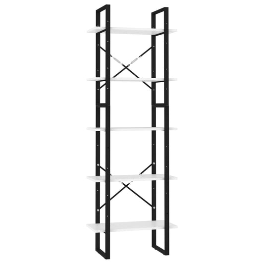 vidaXL Βιβλιοθήκη με 5 Ράφια Λευκή 60 x 30 x 175 εκ. από Επεξ. Ξύλο