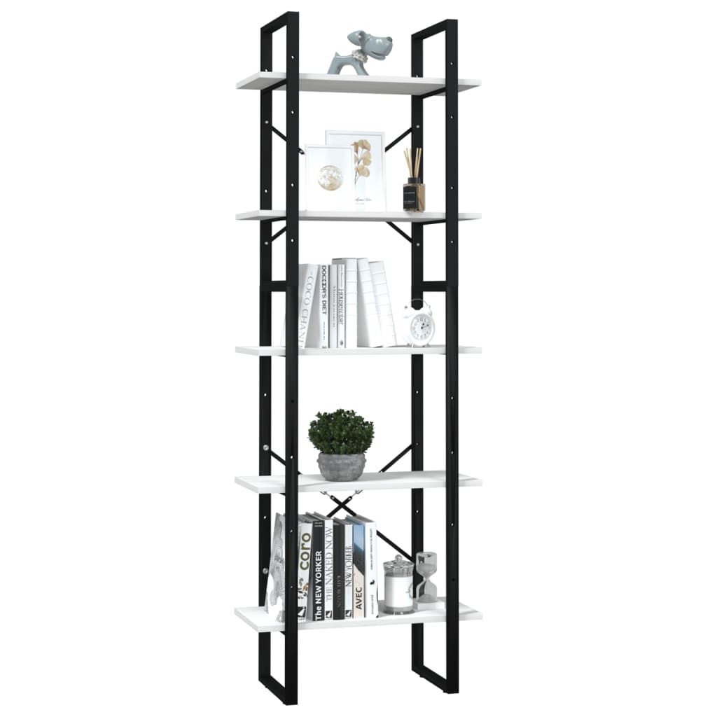 vidaXL Βιβλιοθήκη με 5 Ράφια Λευκή 60 x 30 x 175 εκ. από Ξύλο Πεύκου