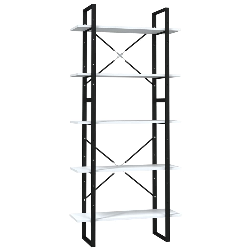 vidaXL Βιβλιοθήκη με 5 Ράφια Λευκή 80 x 30 x 175 εκ. από Επεξ. Ξύλο