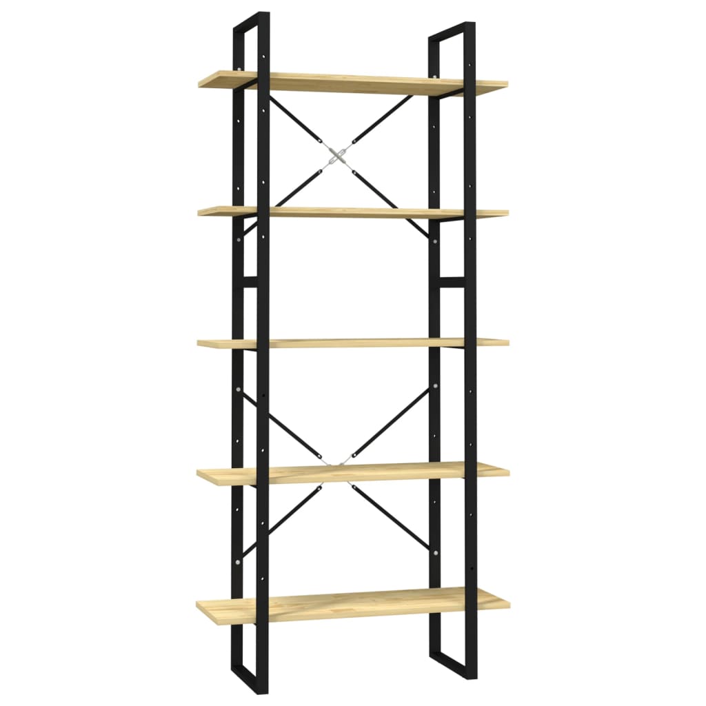 vidaXL Βιβλιοθήκη με 5 Ράφια 80 x 30 x 175 εκ. από Ξύλο Πεύκου