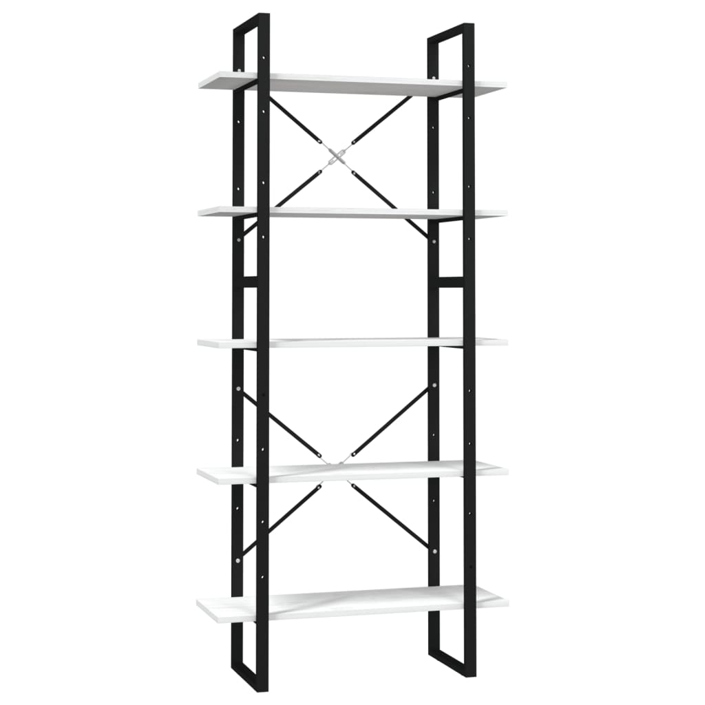 vidaXL Βιβλιοθήκη με 5 Ράφια Λευκή 80 x 30 x 175 εκ. από Ξύλο Πεύκου