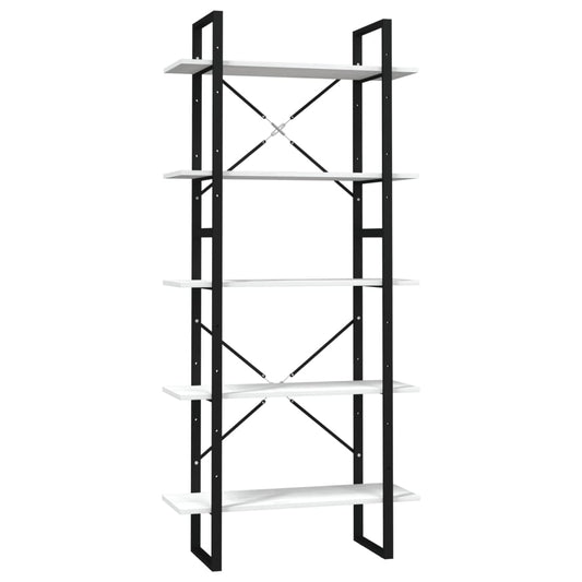 vidaXL Βιβλιοθήκη με 5 Ράφια Λευκή 80 x 30 x 175 εκ. από Ξύλο Πεύκου