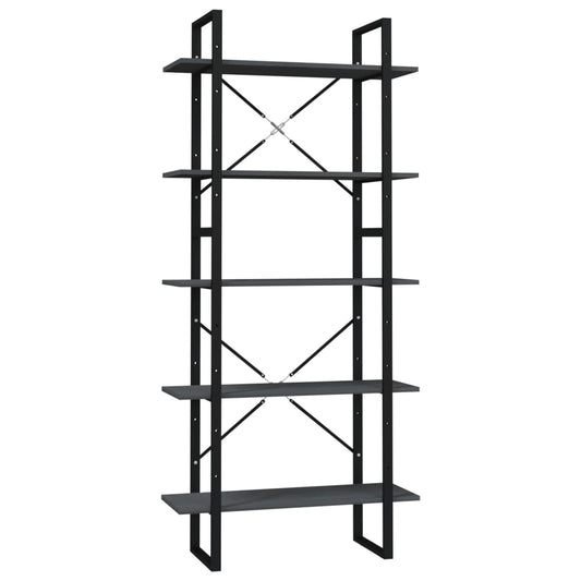 vidaXL Βιβλιοθήκη με 5 Ράφια Γκρι 80 x 30 x 175 εκ. από Ξύλο Πεύκου