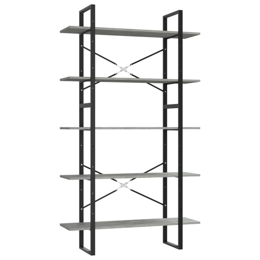 vidaXL Βιβλιοθήκη με 5 Ράφια Γκρι Σκυρ. 100 x 30 x 175 εκ. Επεξ. Ξύλο