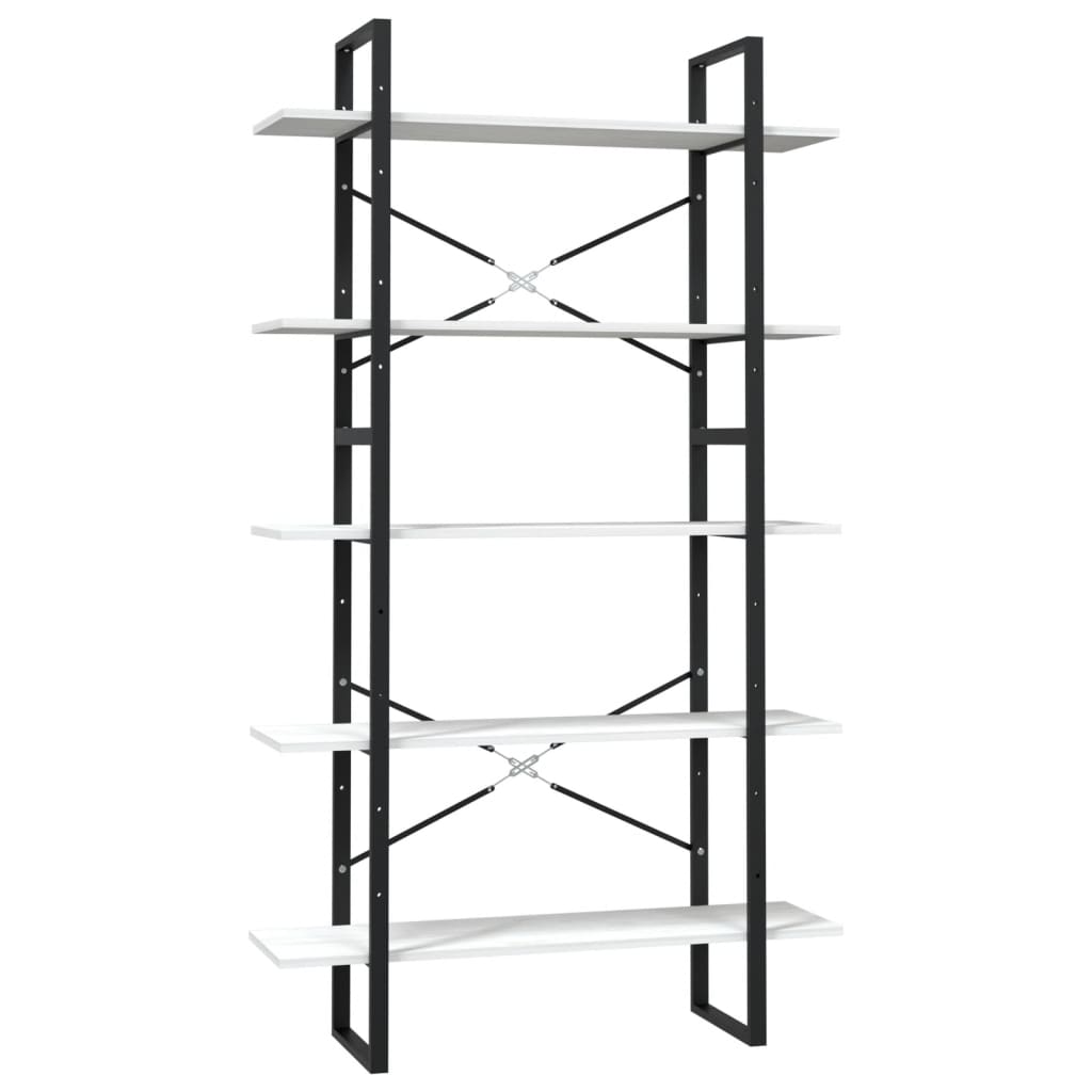 vidaXL Βιβλιοθήκη με 5 Ράφια Λευκή 100 x 30 x 175 εκ από Ξύλο Πεύκου