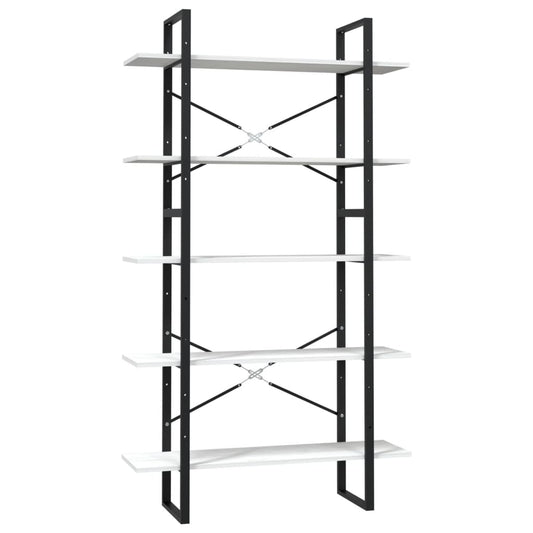 vidaXL Βιβλιοθήκη με 5 Ράφια Λευκή 100 x 30 x 175 εκ από Ξύλο Πεύκου
