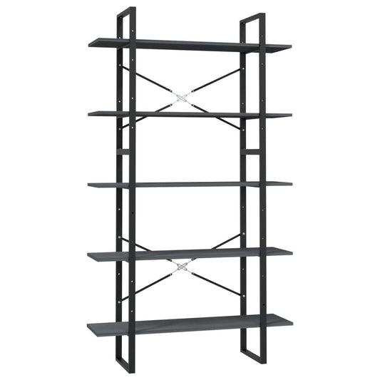 vidaXL Βιβλιοθήκη με 5 Ράφια Γκρι 100 x 30 x 175 εκ από Ξύλο Πεύκου
