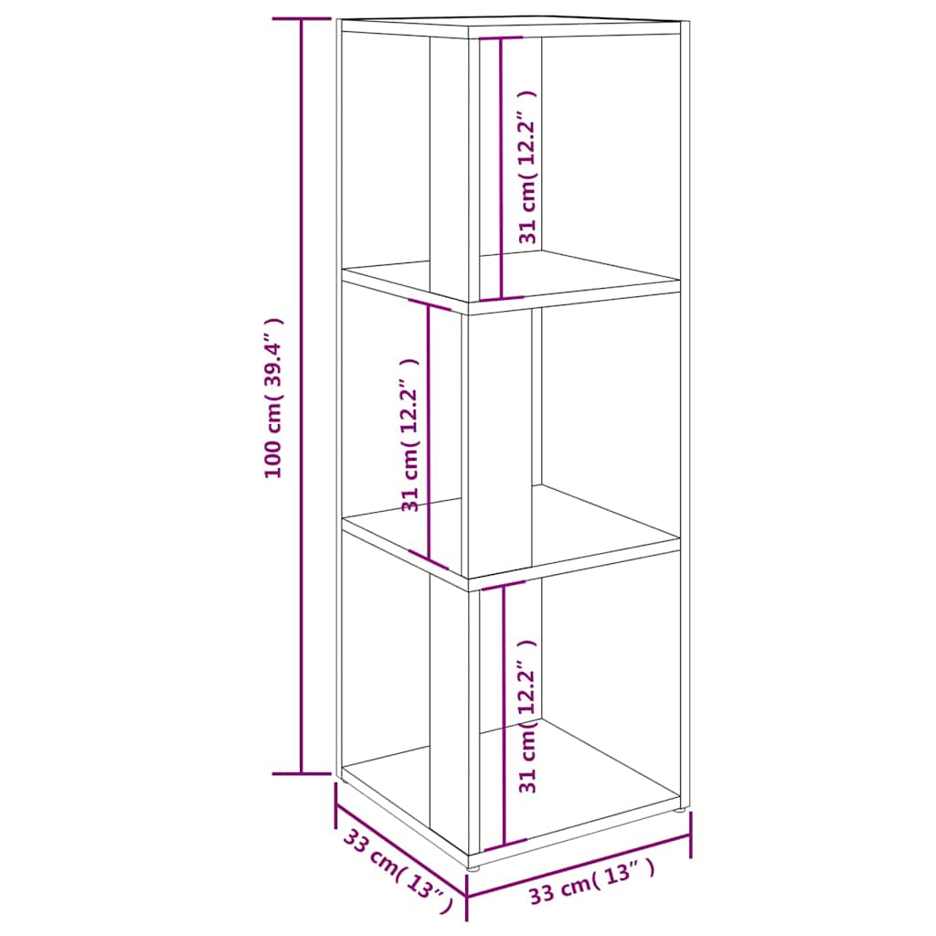 vidaXL Ντουλάπι Γωνία Λευκό 33 x 33 x 100 εκ. από Επεξ. Ξύλο