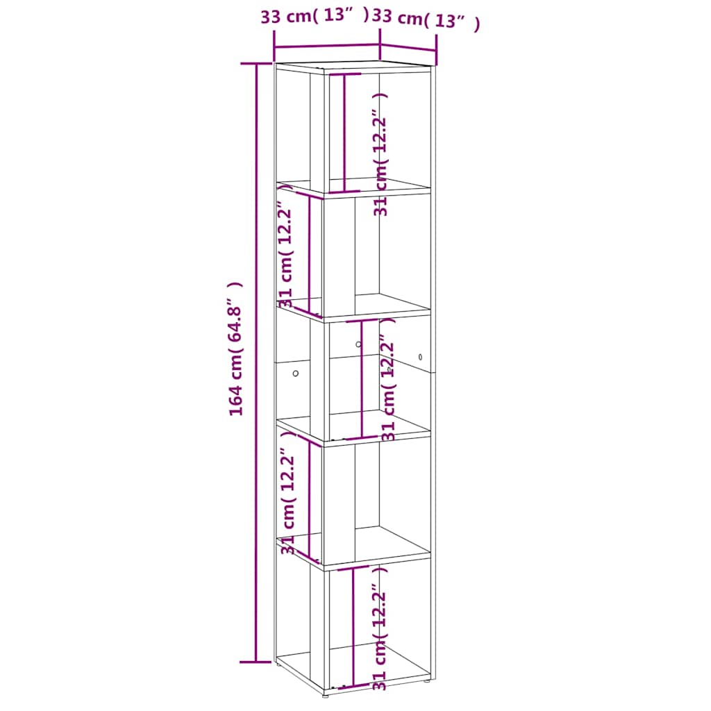 vidaXL Ντουλάπι Γωνία Λευκό 33 x 33 x 164,5 εκ. από Επεξ. Ξύλο