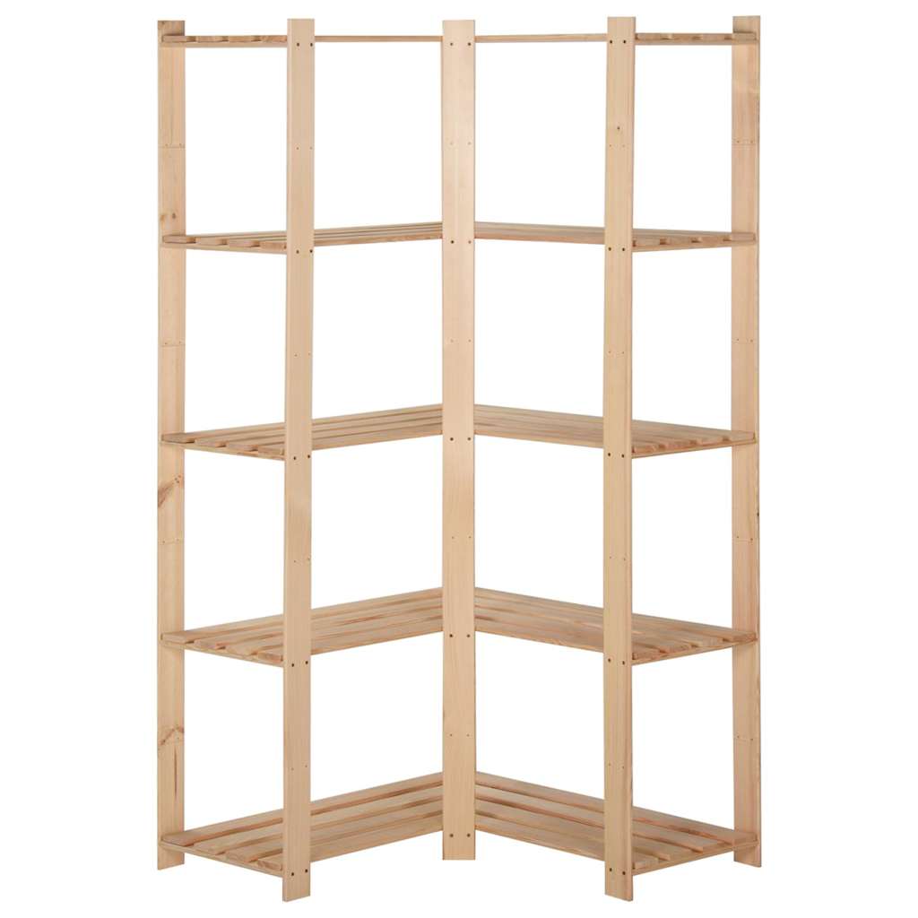 vidaXL Γωνιακή Ραφιέρα 5 Επιπέδων 82,5x82,5 x170 εκ. Μασίφ Ξύλο Πεύκου