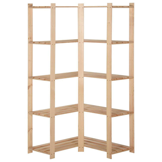 vidaXL Γωνιακή Ραφιέρα 5 Επιπέδων 82,5x82,5 x170 εκ. Μασίφ Ξύλο Πεύκου