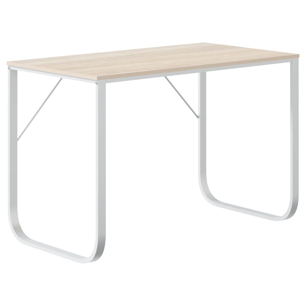 vidaXL Γραφείο Υπολογιστή Λευκό/Δρυς 110 x 60 x 73 εκ. από Μοριοσανίδα