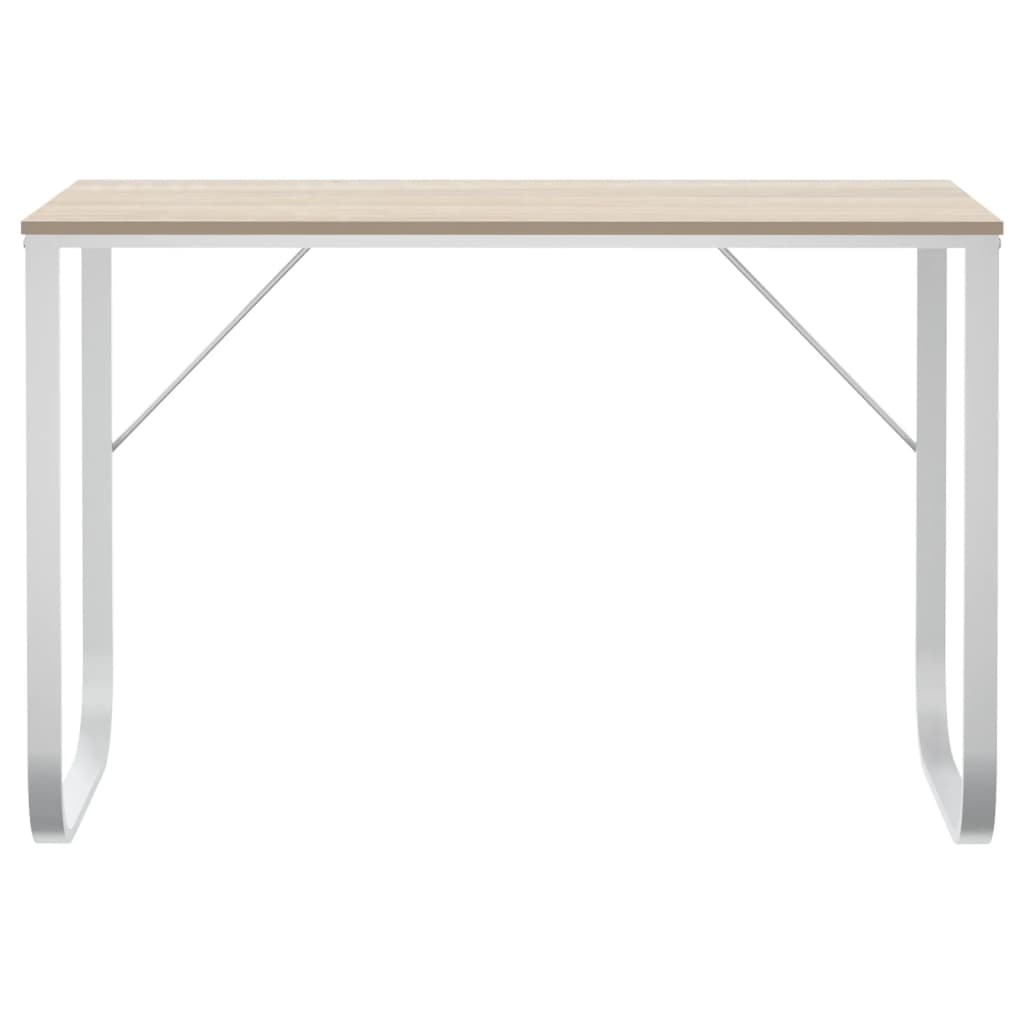 vidaXL Γραφείο Υπολογιστή Λευκό/Δρυς 110 x 60 x 73 εκ. από Μοριοσανίδα
