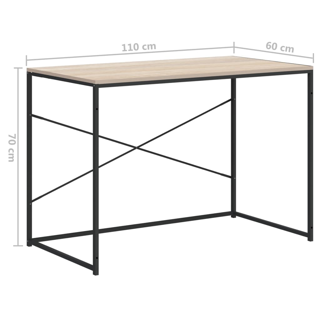 vidaXL Γραφείο Υπολογιστή Μαύρο 110 x 60 x 70 εκ. Επεξεργασμένο Ξύλο