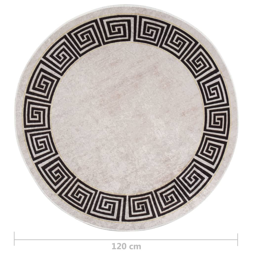 vidaXL Χαλί Πλενόμενο Αντιολισθητικό Ανοιχτό Μπεζ Ø 120 εκ.