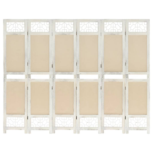 vidaXL Διαχωριστικό Δωματίου με 6 Πάνελ Κρεμ 210 x 165 εκ. Υφασμάτινο