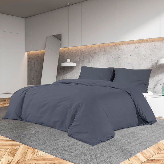 vidaXL Σετ Παπλωματοθήκης Ανθρακί 140x200 εκ. Βαμβακερό