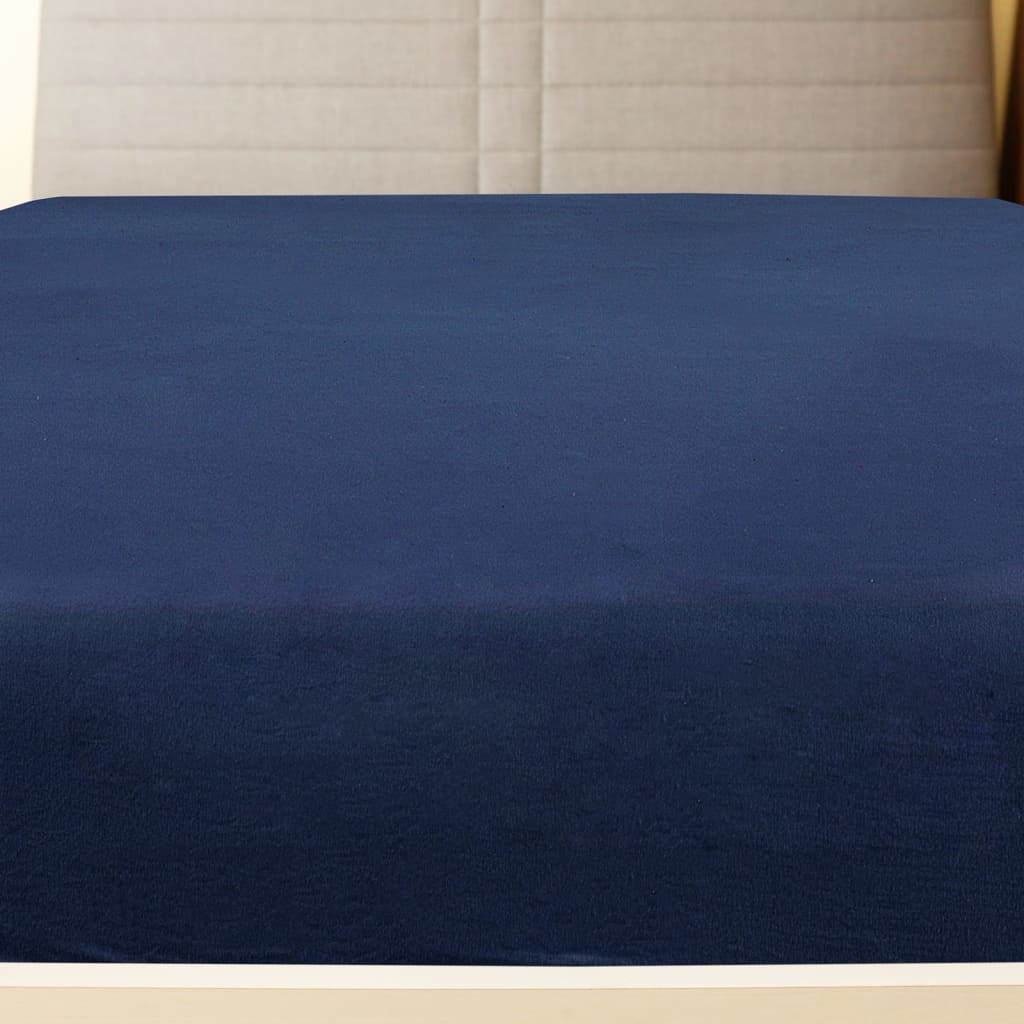 vidaXL Σεντόνι Με Λάστιχο Μπλε 140 x 200 εκ. Βαμβακερό Ζέρσεϊ