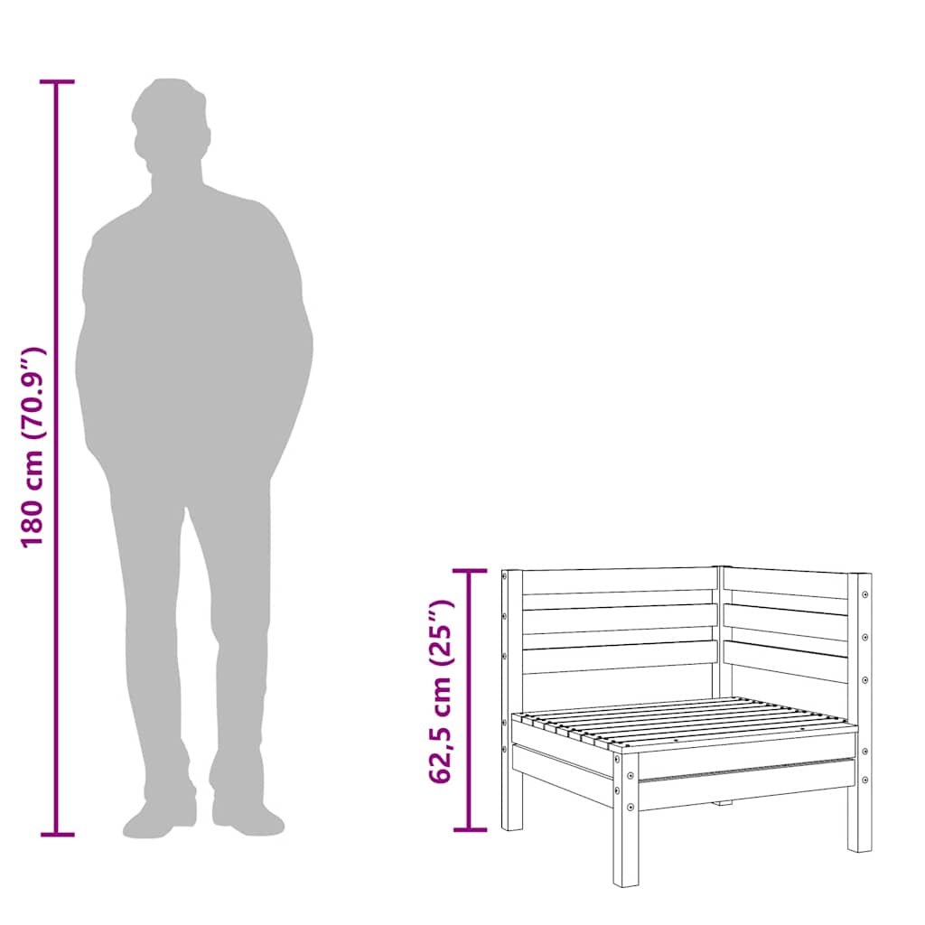 vidaXL Καναπέδες Κήπου Γωνιακοί 2 τεμ. Καφέ Μελί από Μασίφ Ξύλο Πεύκου